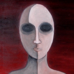 Cristina Sodano (2017) - Protoumano 1 - olio su tela 30x30cm