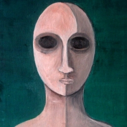 Cristina Sodano (2017) - Protoumano 2 - olio su tela 30x30cm