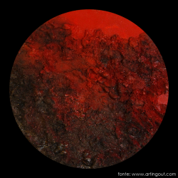 Paola Romano - Luna Rossa - Polimaterico D.30cm su Tavola - 2015
